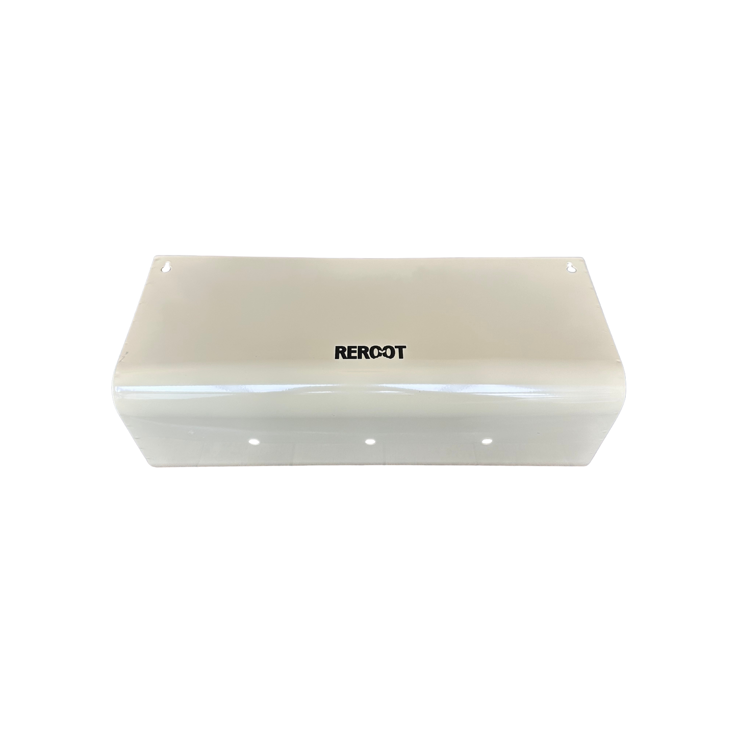 Diagonal front-on view of empty cream planter showing drainage holes