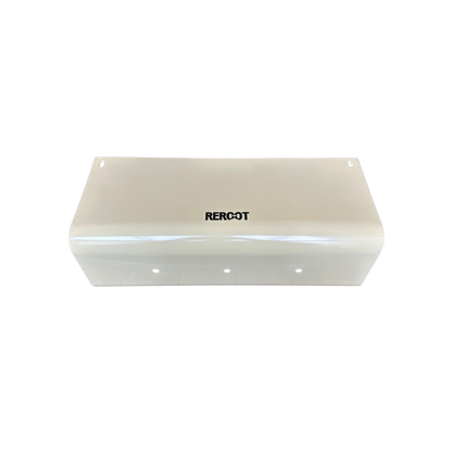 Diagonal front-on view of empty cream planter showing drainage holes